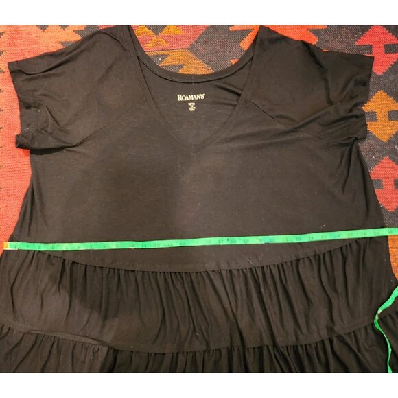 NEW Women's Black Tiered Ruffle Tunic Top 1X By Roaman's - Picture 7 of 15